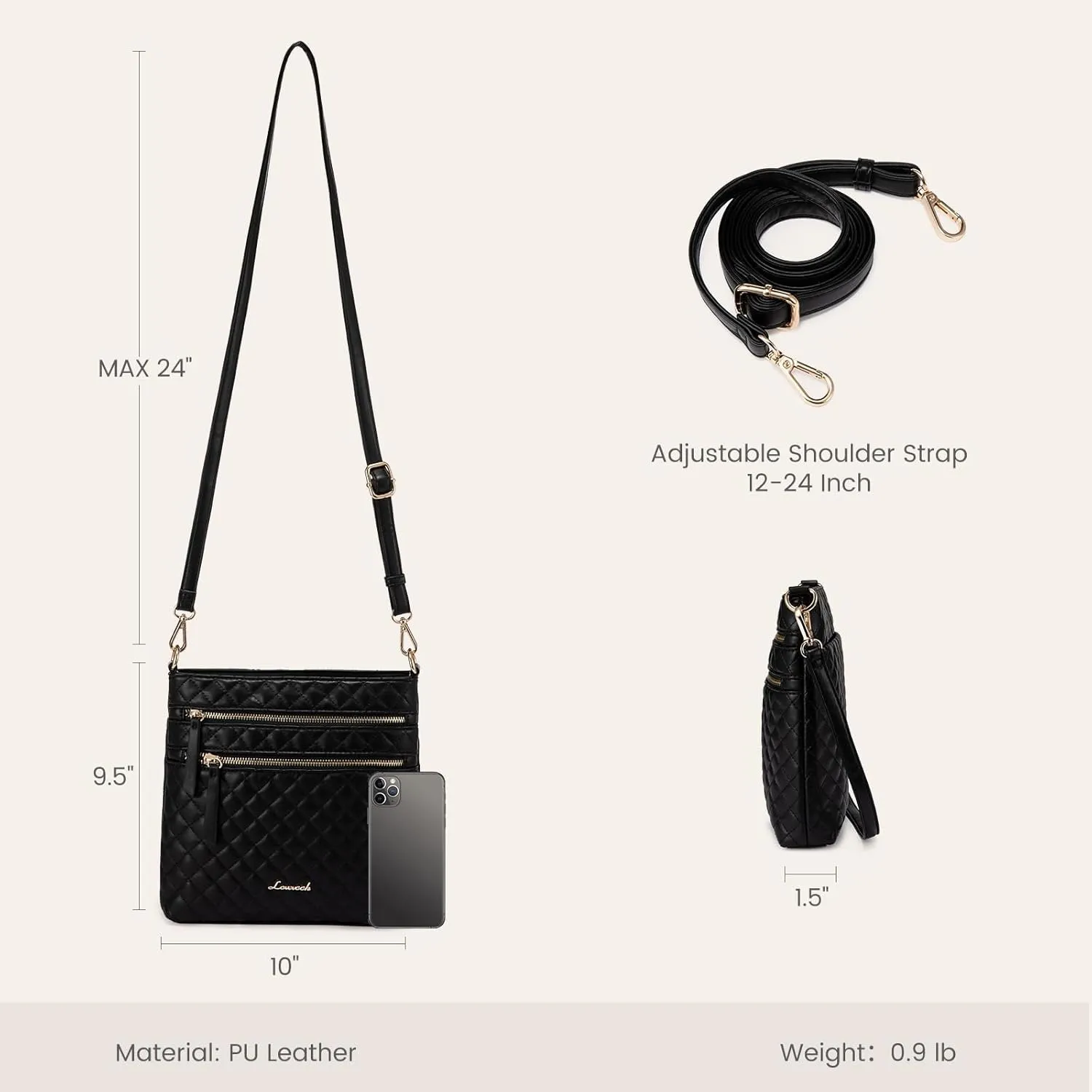 LOVEVOOK Crossbody Purses for Women, Multi Pocket Casual Crossbody Bag, Medium Shoulder Bag Vegan Leather Handbags