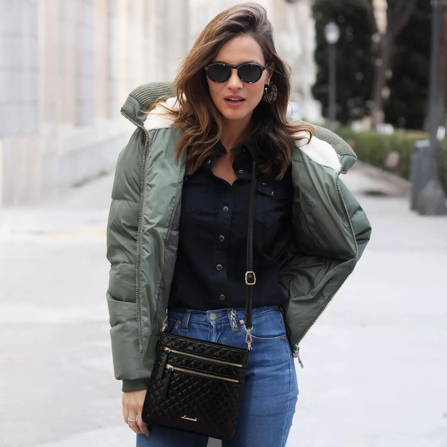 LOVEVOOK Crossbody Purses for Women, Multi Pocket Casual Crossbody Bag, Medium Shoulder Bag Vegan Leather Handbags