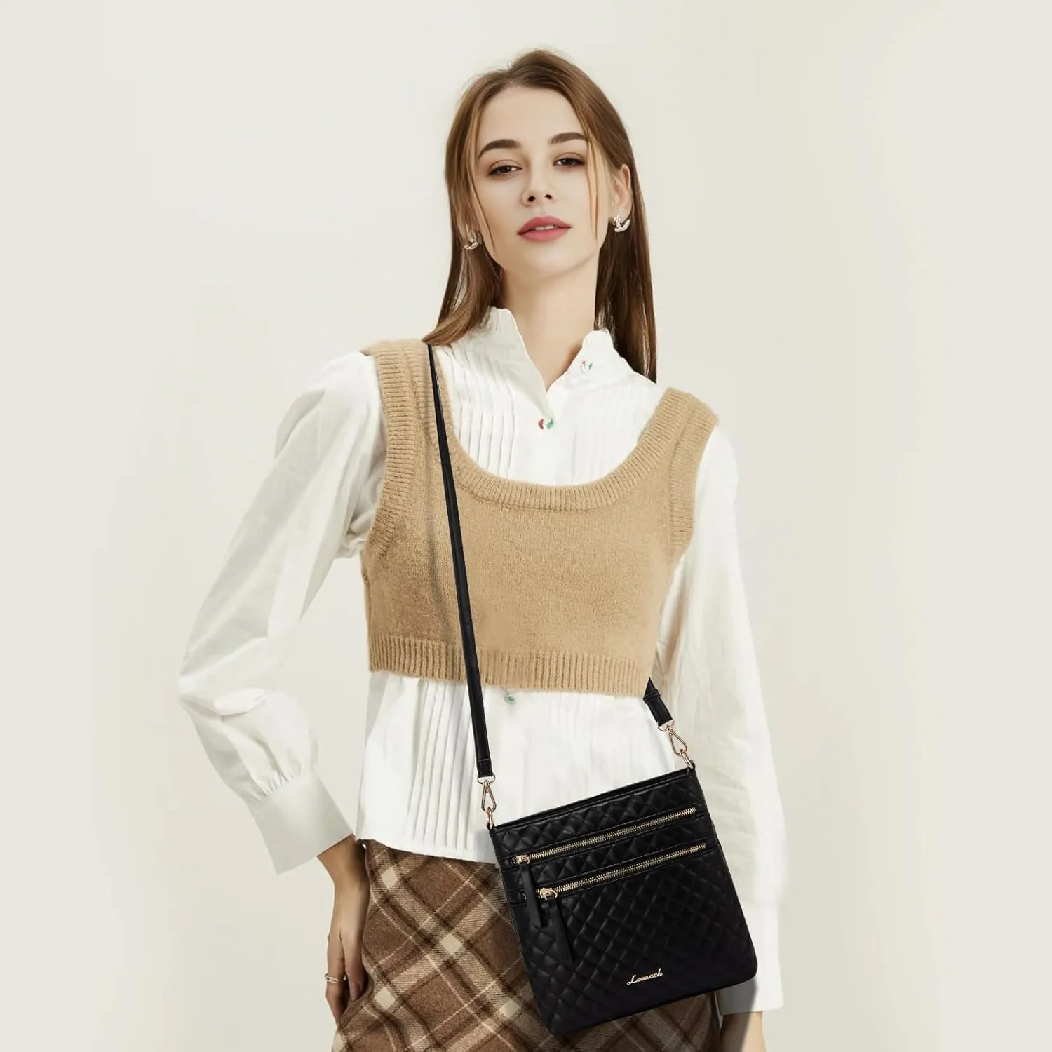 LOVEVOOK Crossbody Purses for Women, Multi Pocket Casual Crossbody Bag, Medium Shoulder Bag Vegan Leather Handbags