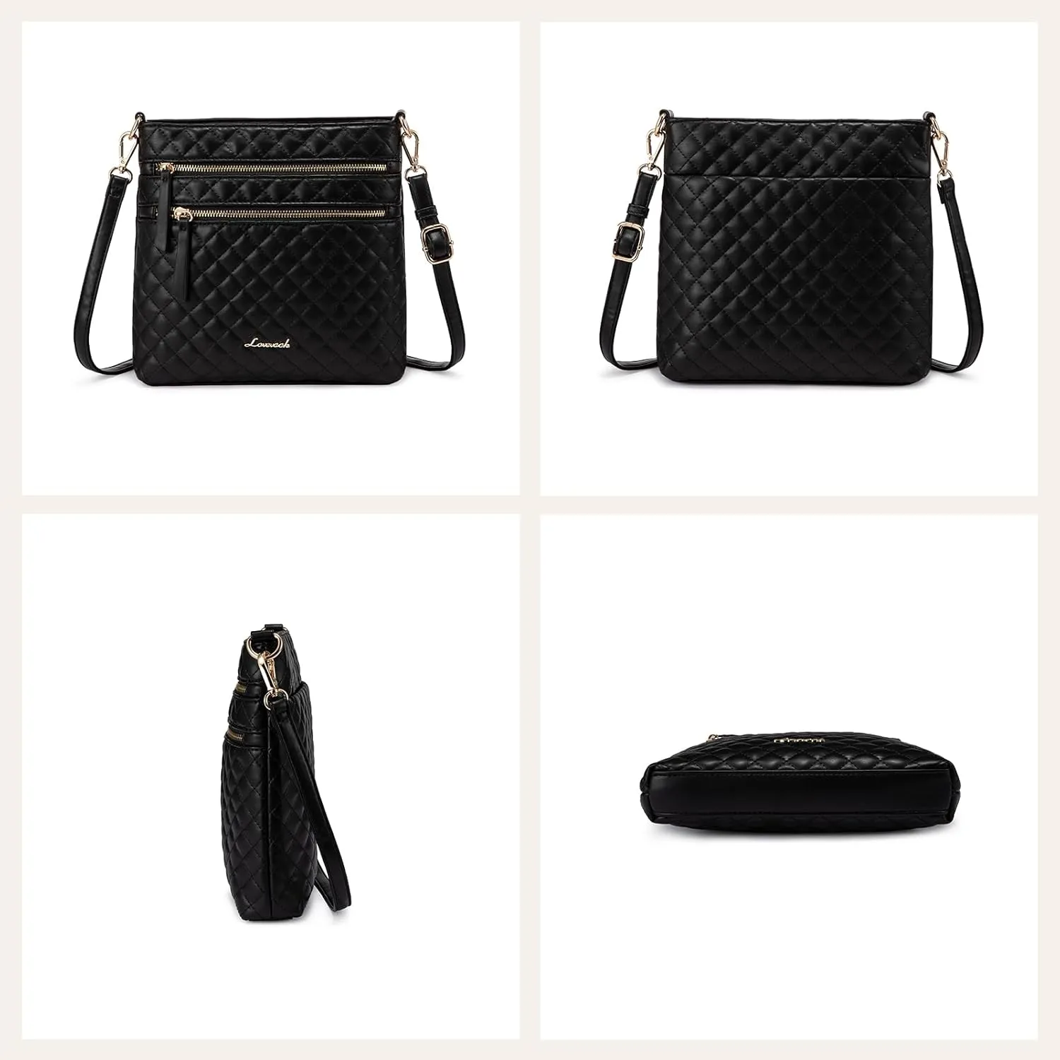 LOVEVOOK Crossbody Purses for Women, Multi Pocket Casual Crossbody Bag, Medium Shoulder Bag Vegan Leather Handbags