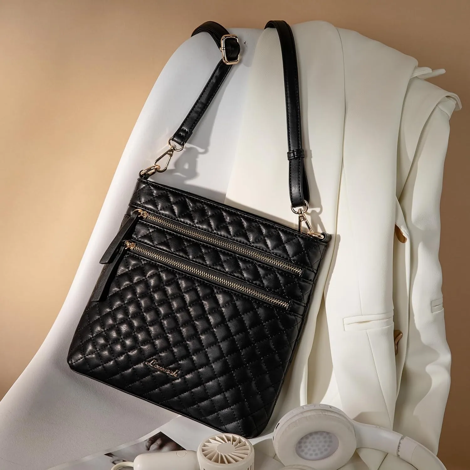LOVEVOOK Crossbody Purses for Women, Multi Pocket Casual Crossbody Bag, Medium Shoulder Bag Vegan Leather Handbags