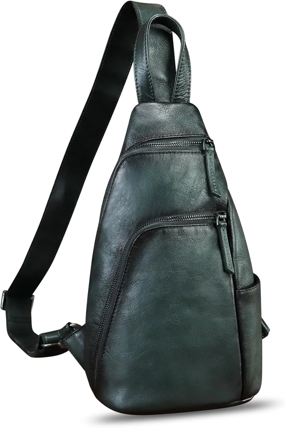 LRTO Genuine Leather Silng Bag for Men and Women Vintage Leather Sling Backpack Purse Shoulder Crossbody Bag Chest Bag