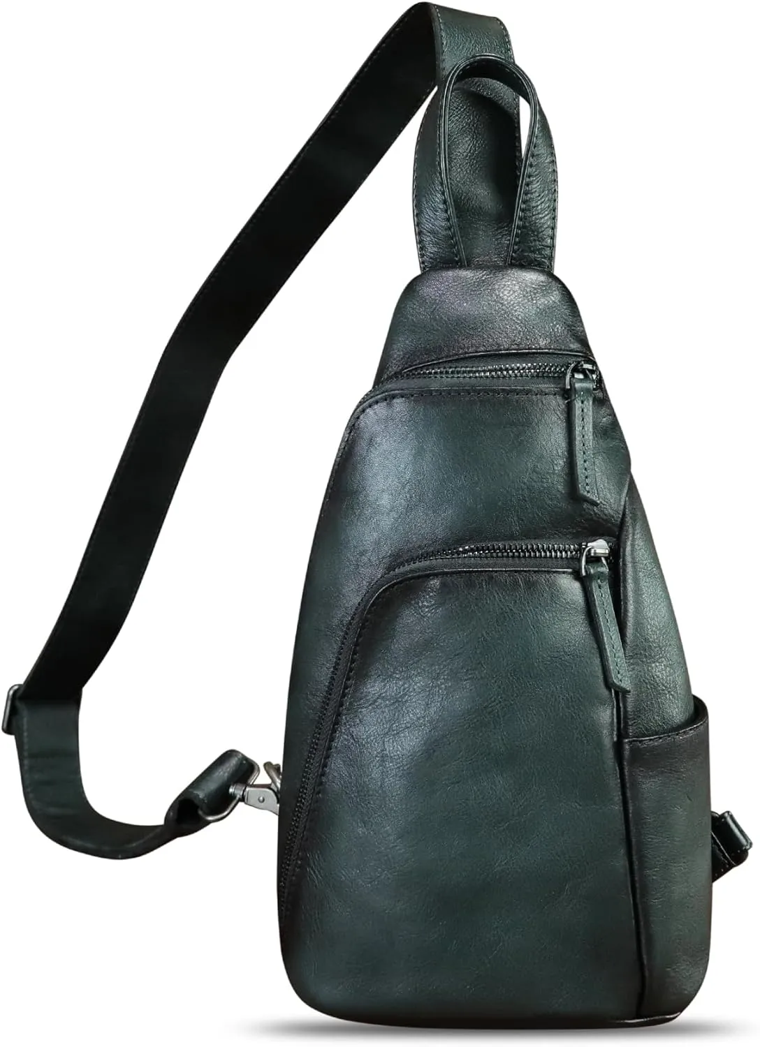 LRTO Genuine Leather Silng Bag for Men and Women Vintage Leather Sling Backpack Purse Shoulder Crossbody Bag Chest Bag