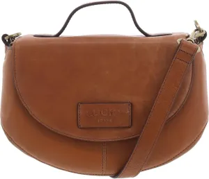 Lucky Brand Womens Lynn Logo Leather Crossbody Handbag Tan Small