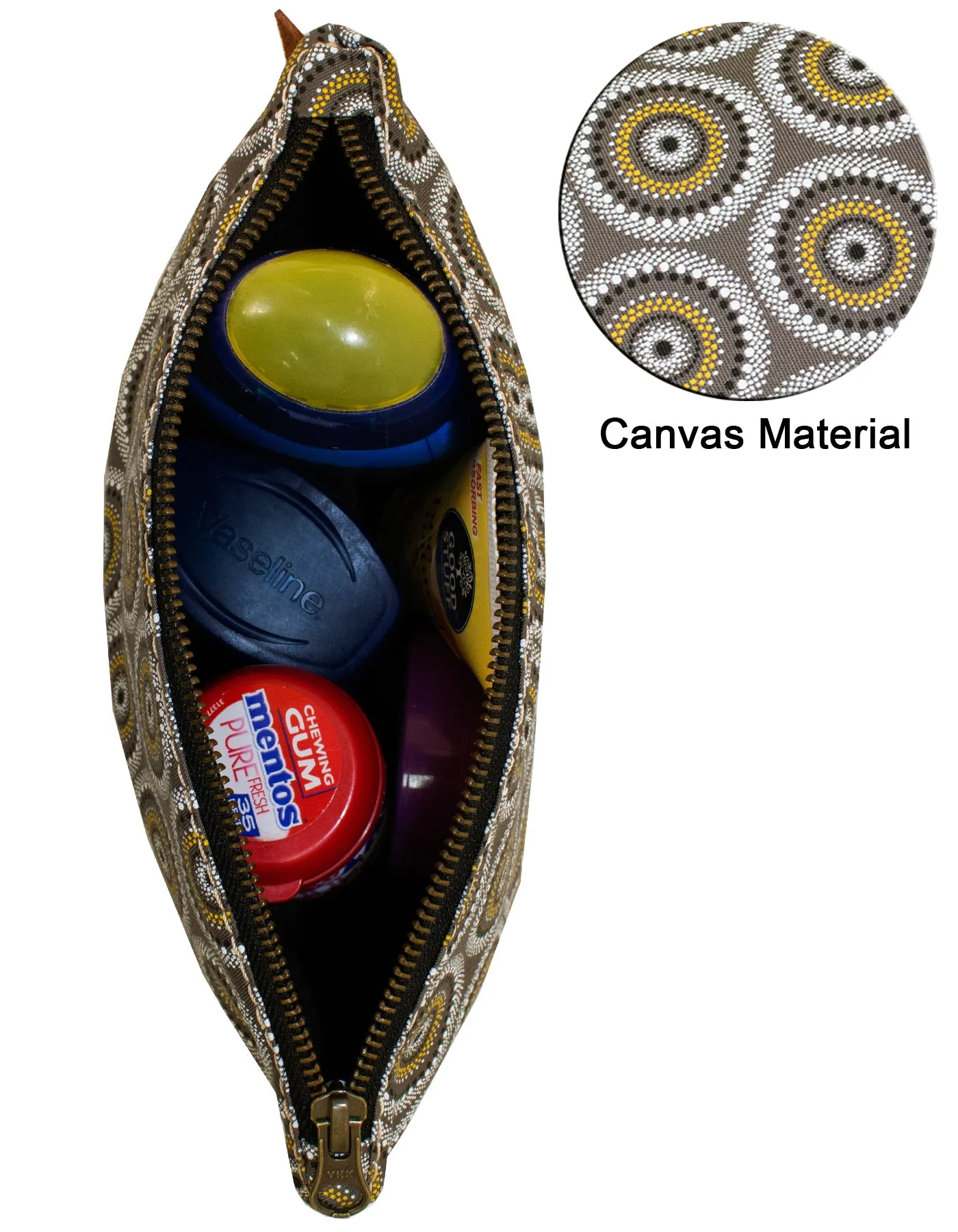 Luvsa LS-BS2209 Shweshwe Fabric & Genuine Leather Cosmetic / Toiletry Bag