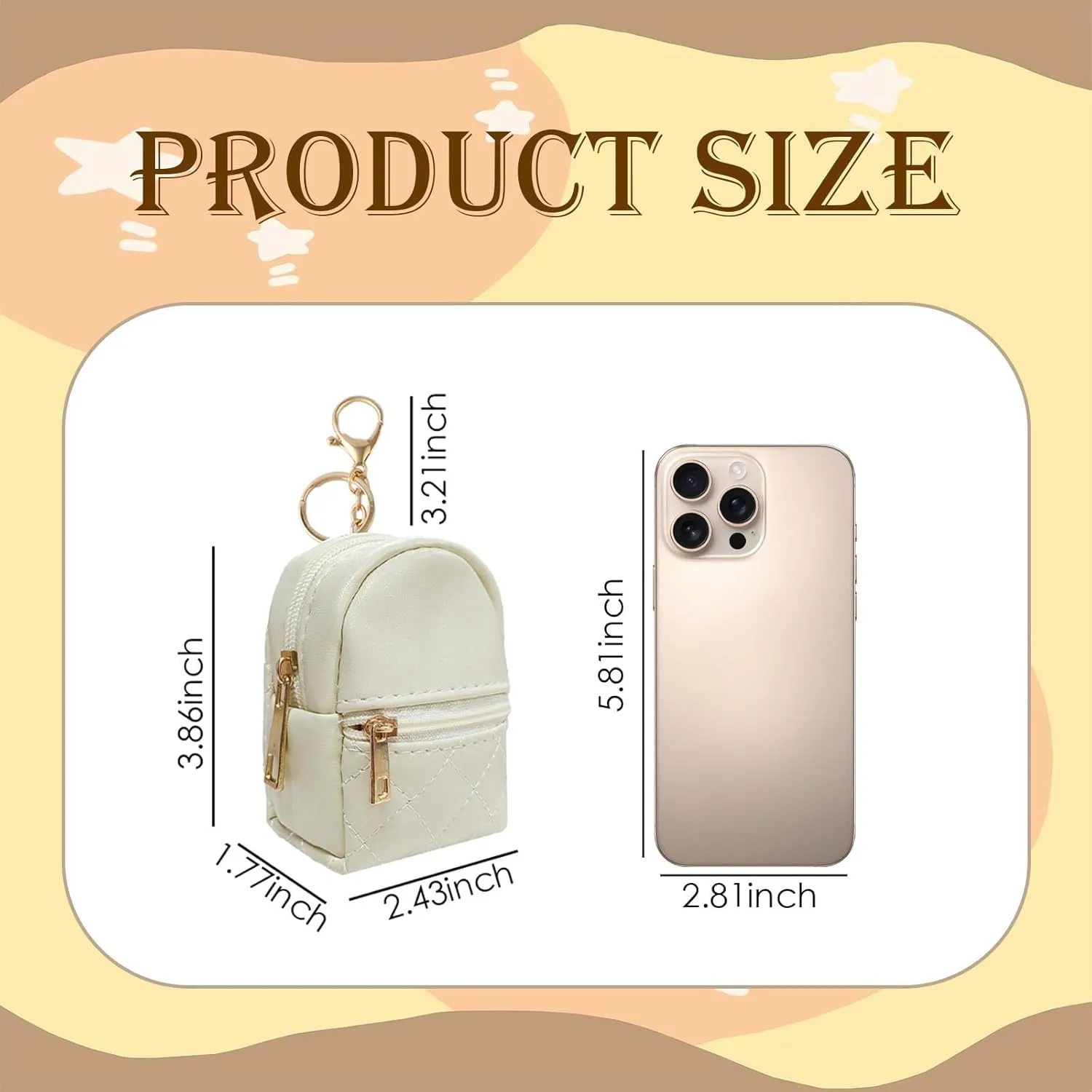 LYDZTION 3Pcs Mini Backpack Cute Cosmetic Bag for Women,PU Leather Makeup Bag Key Pocket Lipstick Bag Card Holder Data Cable Organizer Zipper Pouch,Black Brown White