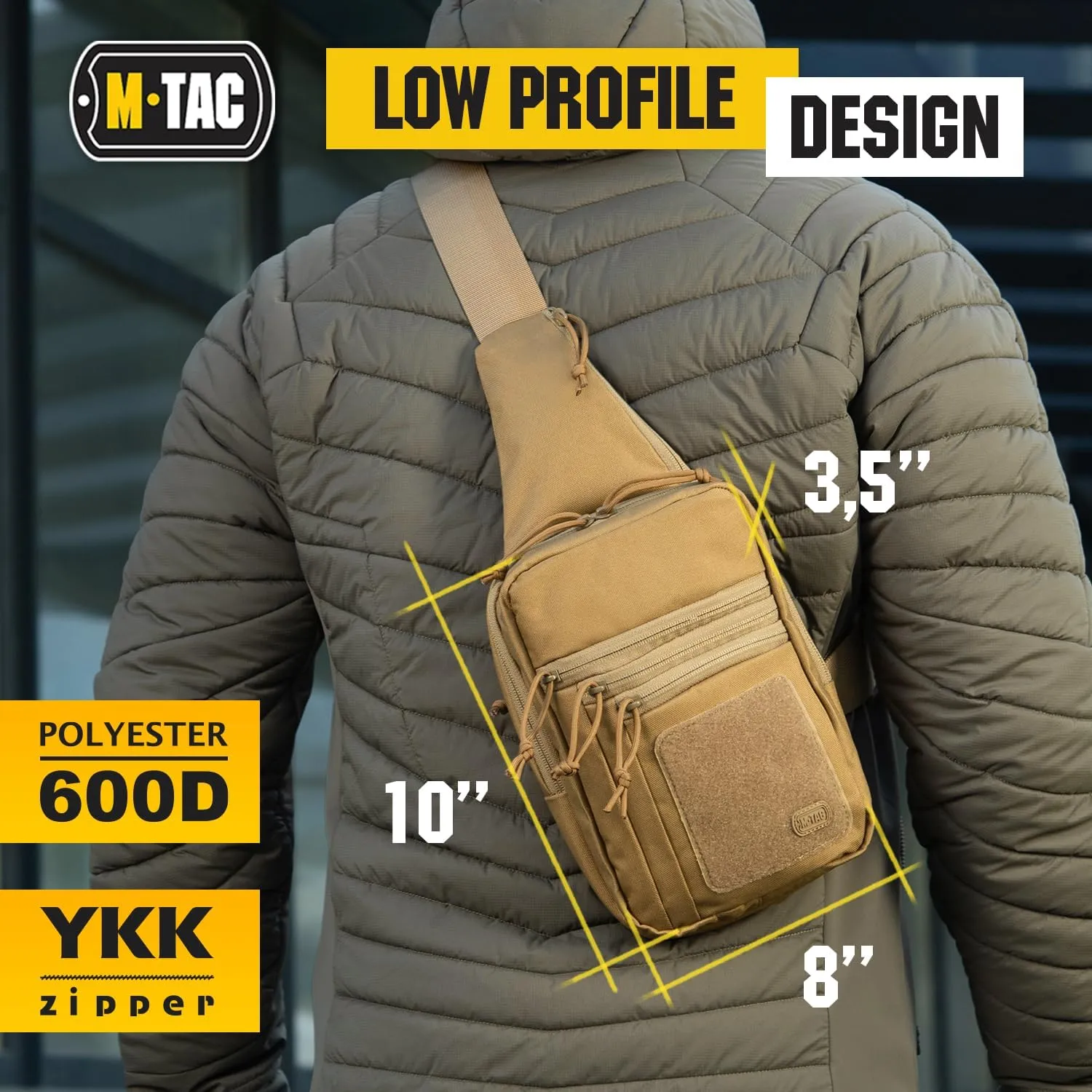 M-Tac Tactical Sling Bag for Men - Crossbody Concealed Carry Bag Chest Pack - Black Mens Crossbody Holster Bag