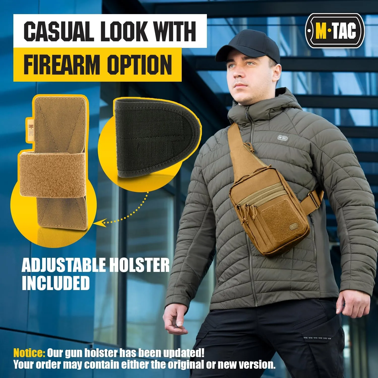 M-Tac Tactical Sling Bag for Men - Crossbody Concealed Carry Bag Chest Pack - Black Mens Crossbody Holster Bag