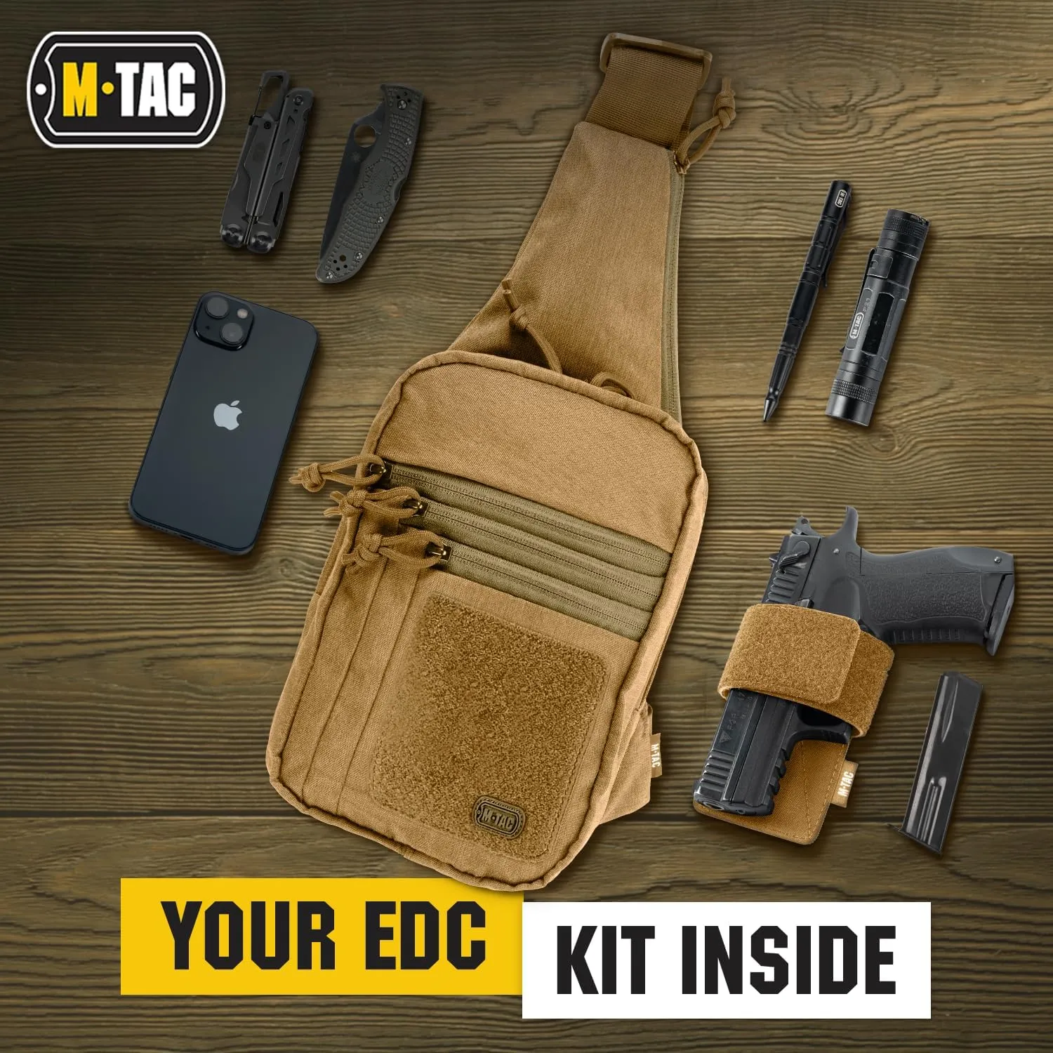 M-Tac Tactical Sling Bag for Men - Crossbody Concealed Carry Bag Chest Pack - Black Mens Crossbody Holster Bag