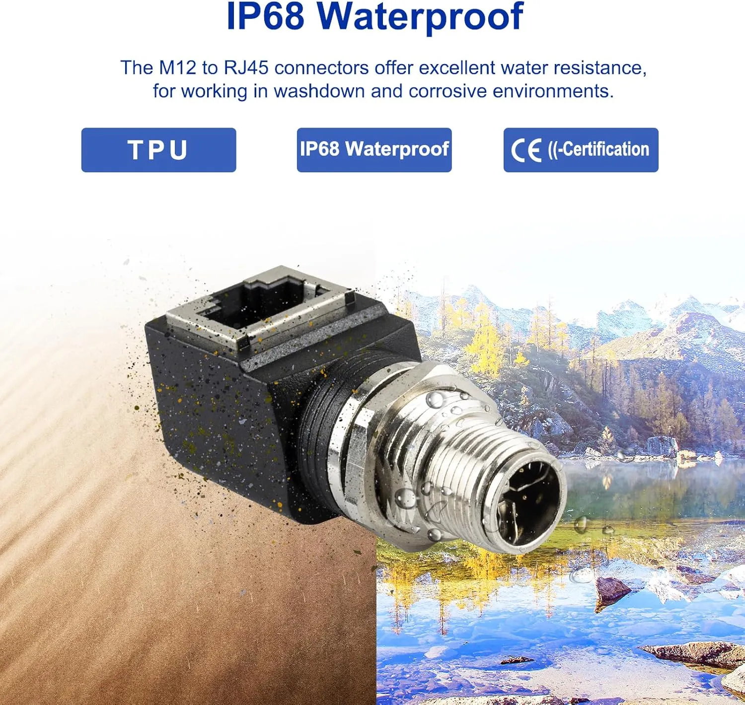 M12 X-Coded 8 Pin to RJ45 Adapter Cat6 Industrial Ethernet Shielded Connector IP68 Waterproof for Cognex and Automation Application