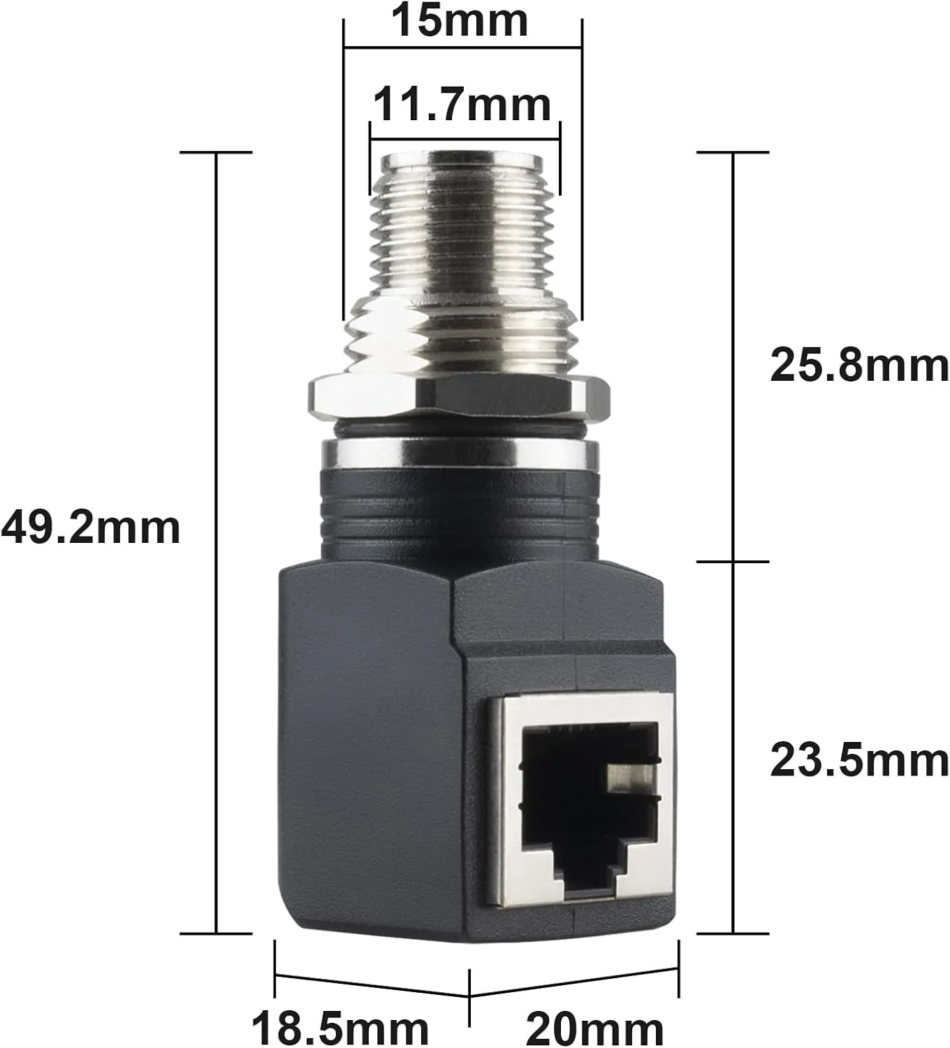 M12 X-Coded 8 Pin to RJ45 Adapter Cat6 Industrial Ethernet Shielded Connector IP68 Waterproof for Cognex and Automation Application