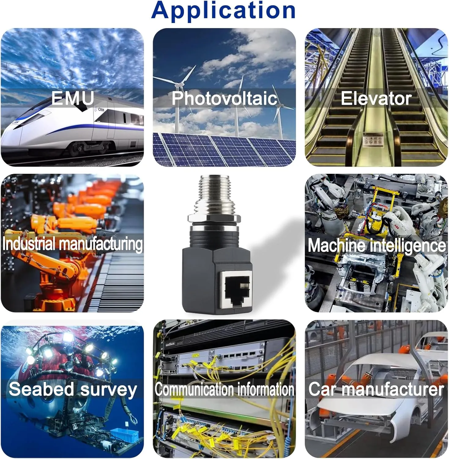 M12 X-Coded 8 Pin to RJ45 Adapter Cat6 Industrial Ethernet Shielded Connector IP68 Waterproof for Cognex and Automation Application