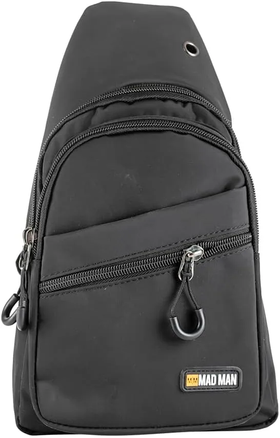 Mad Man 33239 Bandit Fastpack Sling 11.5 x 7 x 2 Inches, Durable Polyester Active Backpack, Travel Daypack, Crossbody Bag, Midnight Black