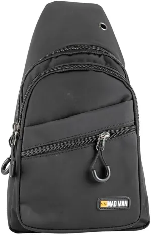 Mad Man 33239 Bandit Fastpack Sling 11.5 x 7 x 2 Inches, Durable Polyester Active Backpack, Travel Daypack, Crossbody Bag, Midnight Black