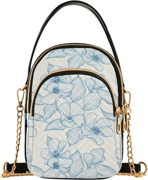 Magnolia Petals Beige Multi Pockets Crossbody Bags for Women Zip Cell Phone Purse Wallet Bag with Detachable Shoulder Strap Shoulder Purse for Women Girls Trendy Shopping Traveling Working Gift