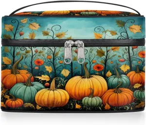 Makeup Bag Large Leaf Pumpkin Toiletry Bag for Women Travel Cosmetic Bag Portable Makeup Bag for Bottles Brushes Lipstick Skin Care