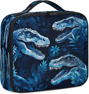 Makeup Bag Large Makeup Train Case Dinosaur Forest Travel Makeup Bag Makeup Organizer Bag Portable Cosmetic Bags for Women Waterproof Travel Toiletry Bag Makeup Case with Dividers