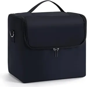 makeup box Portable storage bag, travel cosmetic bag, with 2 tiers of trays, portable/shoulder, suitable for beauticians, makeup artists, manicurists or household ( Color : Black , Size : 28*20*26cm )