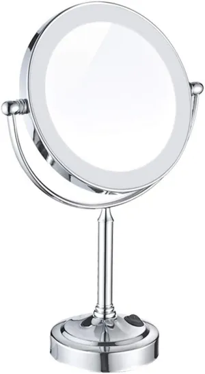 Makeup Mirror LED Metal 3X/5X/7X/10X Magnified Desktop Double-Sided Rotatable Cosmetic Mirror for Bathroom,3X