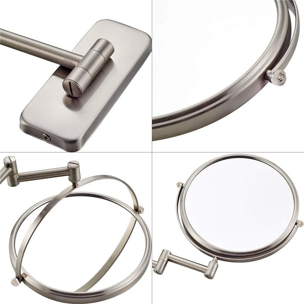 Makeup Mirrors Wall Mounted, Bathroom Double Sided Magnifying Adjustable Extendable Swivel Vanity Mirrors Cosmetic(6inch,10X)