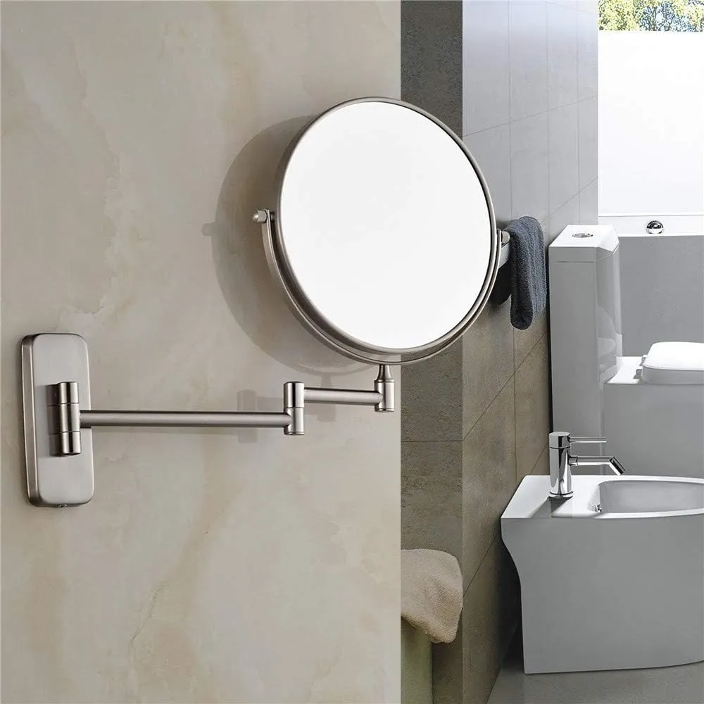 Makeup Mirrors Wall Mounted, Bathroom Double Sided Magnifying Adjustable Extendable Swivel Vanity Mirrors Cosmetic(6inch,10X)