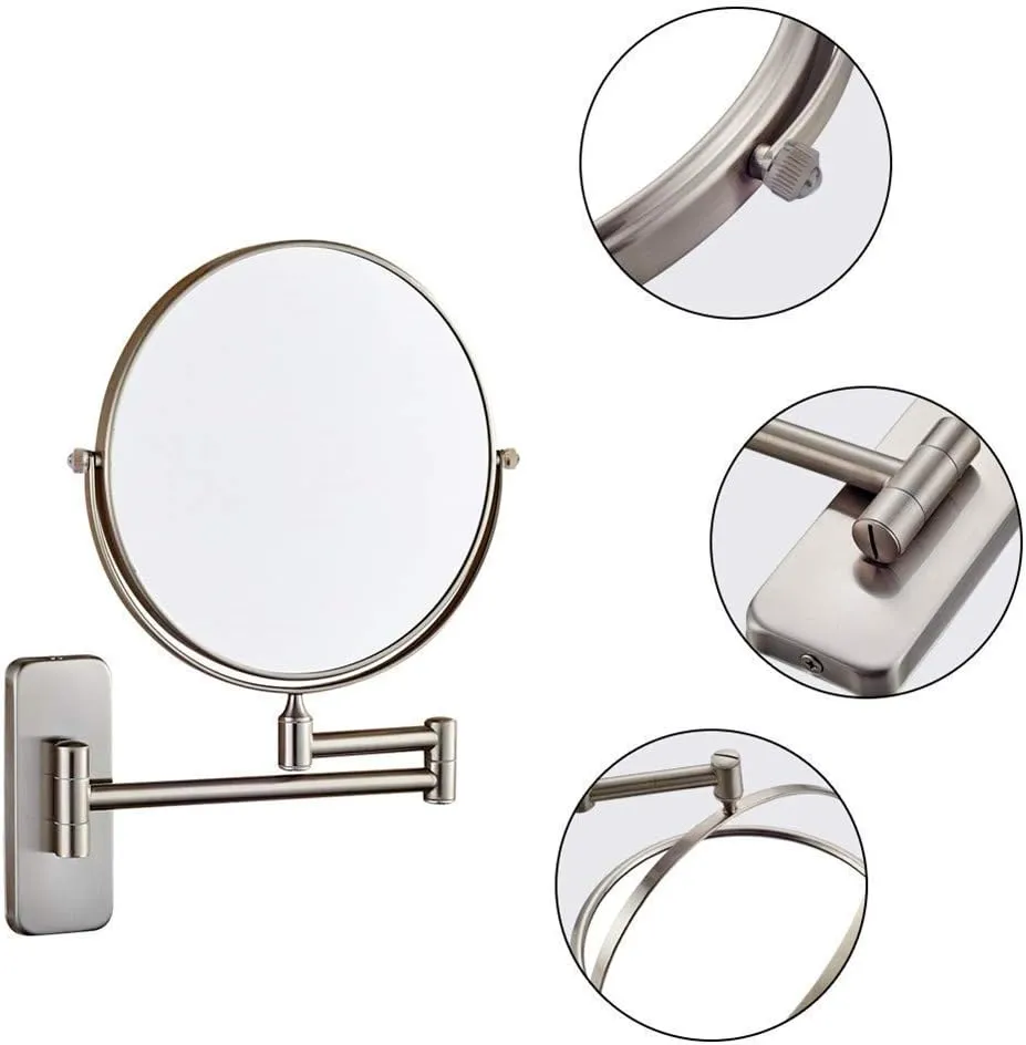 Makeup Mirrors Wall Mounted, Bathroom Double Sided Magnifying Adjustable Extendable Swivel Vanity Mirrors Cosmetic(6inch,10X)