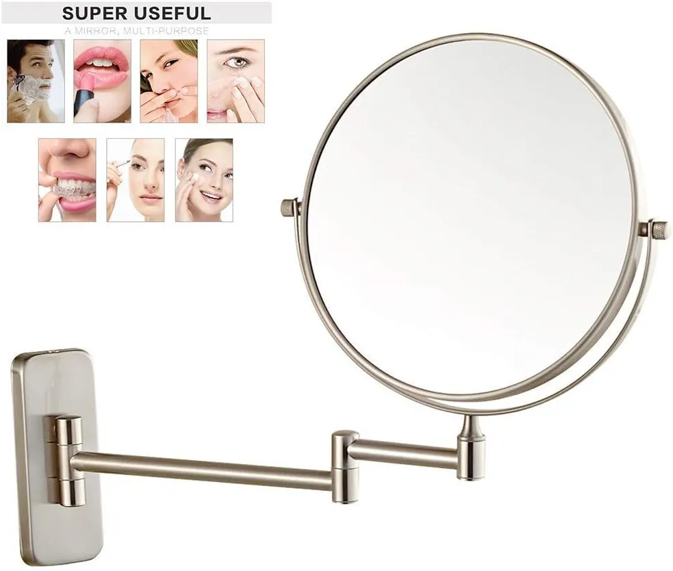 Makeup Mirrors Wall Mounted, Bathroom Double Sided Magnifying Adjustable Extendable Swivel Vanity Mirrors Cosmetic(6inch,10X)
