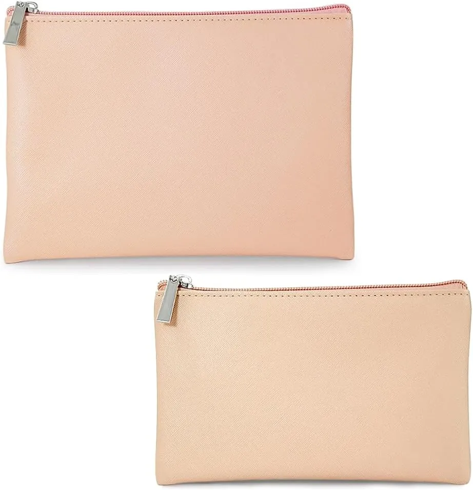 Makeup Pouch Set, Waterproof Cosmetic Bag for Purse, Multipurpose Pouch with Zipper Lightweight Toiletry Bag for Travel, Blush