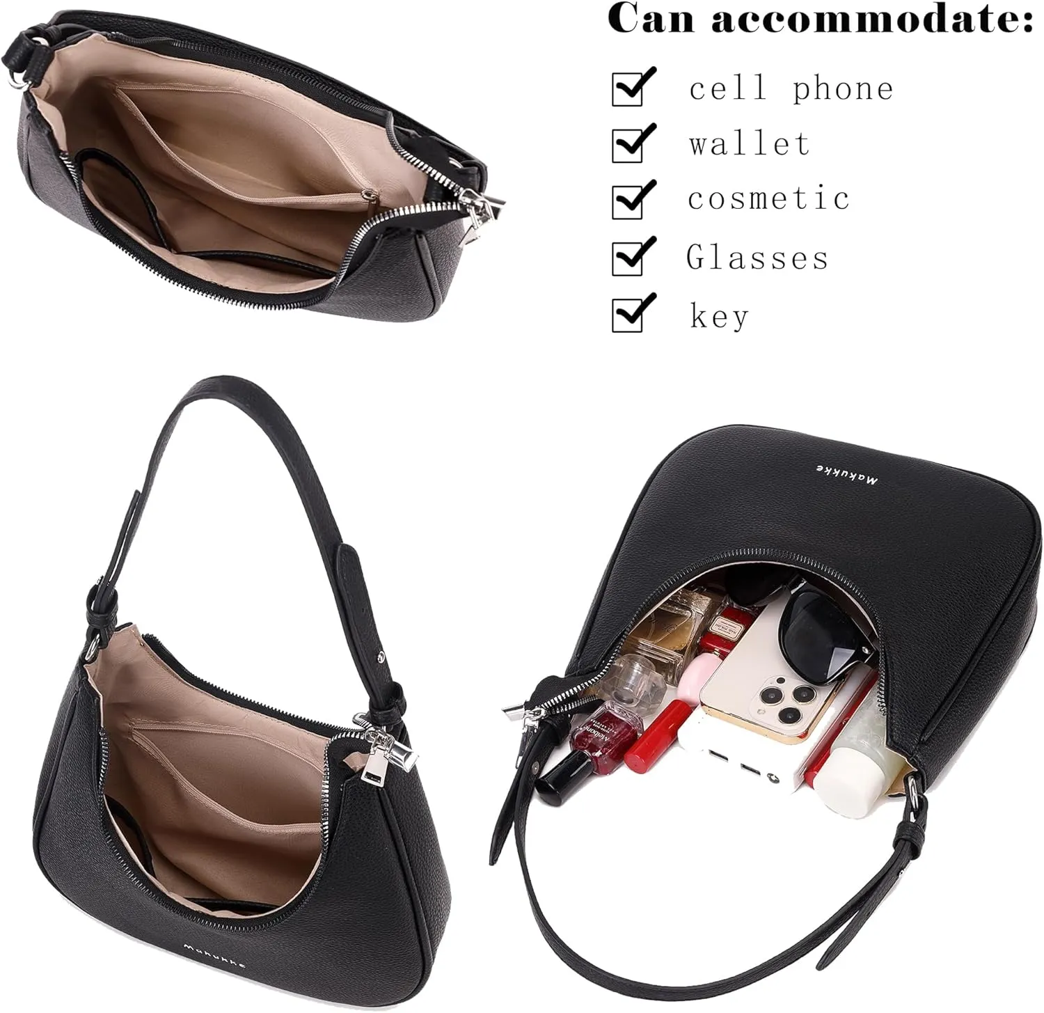 Makukke Small Shoulder Bag, Crossbody Bag - PU Leather, Y2K Vintage Party Handbag