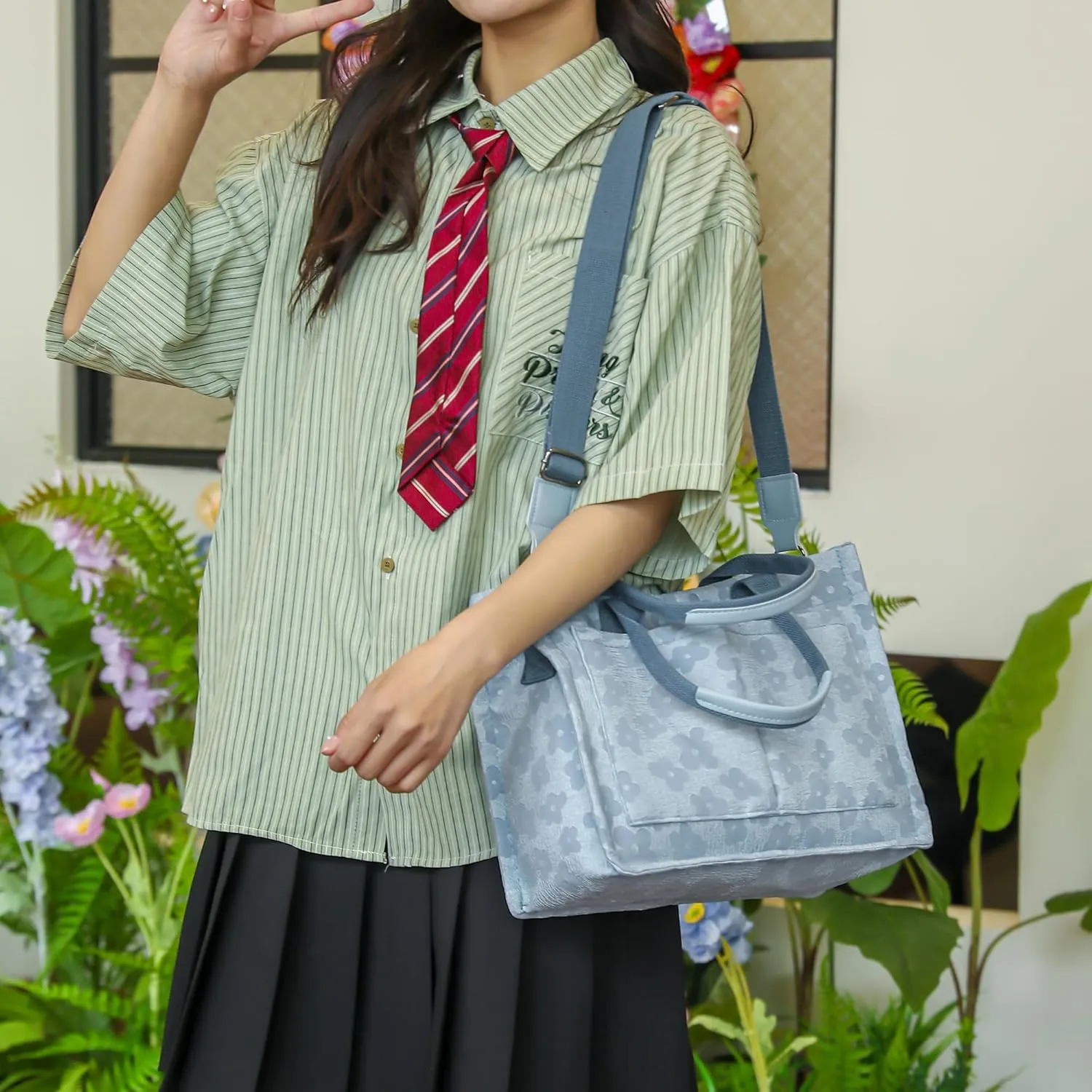 Makukke Tote Bags for Women Handbag Small Tote Purse Nylon Shoulder Bag Crossbody Bag for Office, Travel