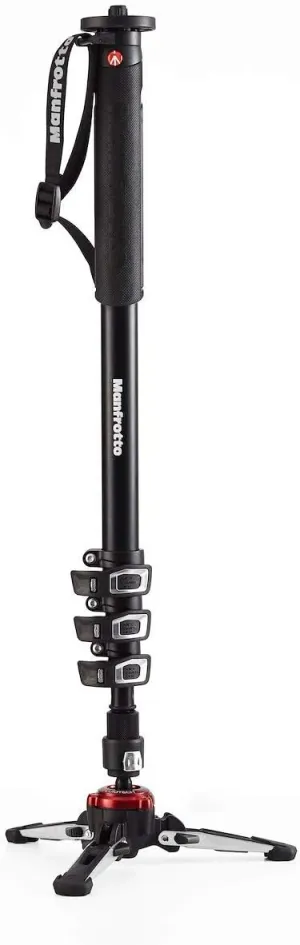 Manfrotto Video Monopod XPRO , 4-Section Aluminium Camera and Video Support Rod with Fluid Base, Photography Accessories for Content Creation, Video, Vlogging