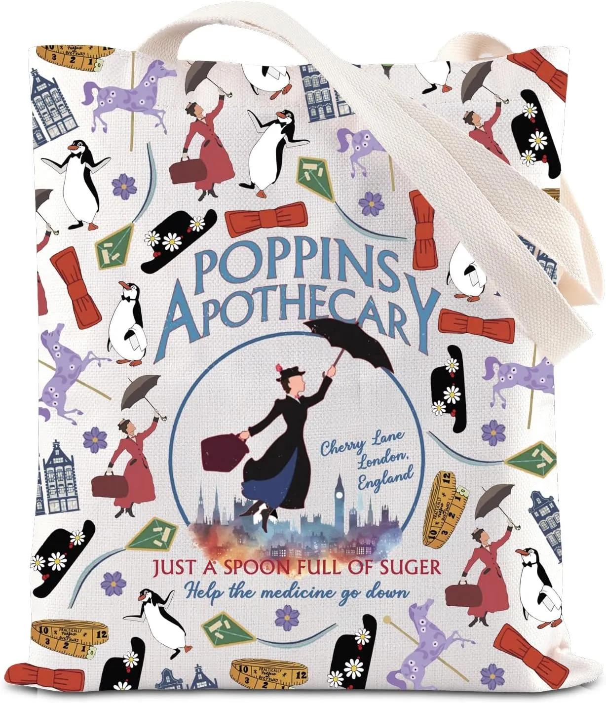 Mary Inspire Tote Bag Umbrella Poppins Shoulder Bag Musical Gift For Fan Mary Movie Handbag