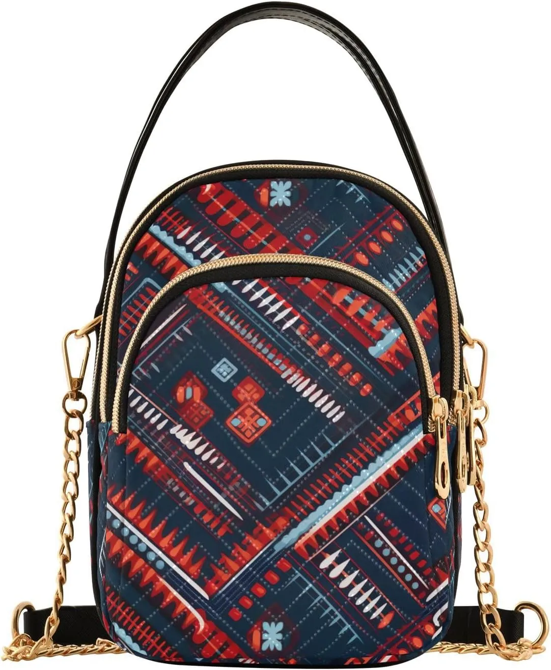 MCHIVER African Tribal Crossbody Bag for Women Cell Phone Purse Wallet with Removable Chain Shoulder Handbag for Passport Phone Travel Work
