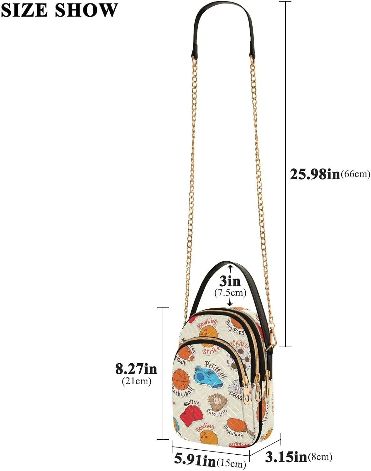 MCHIVER Golf Crossbody Bag for Women Cell Phone Purse Wallet with Removable Chain Shoulder Handbag
