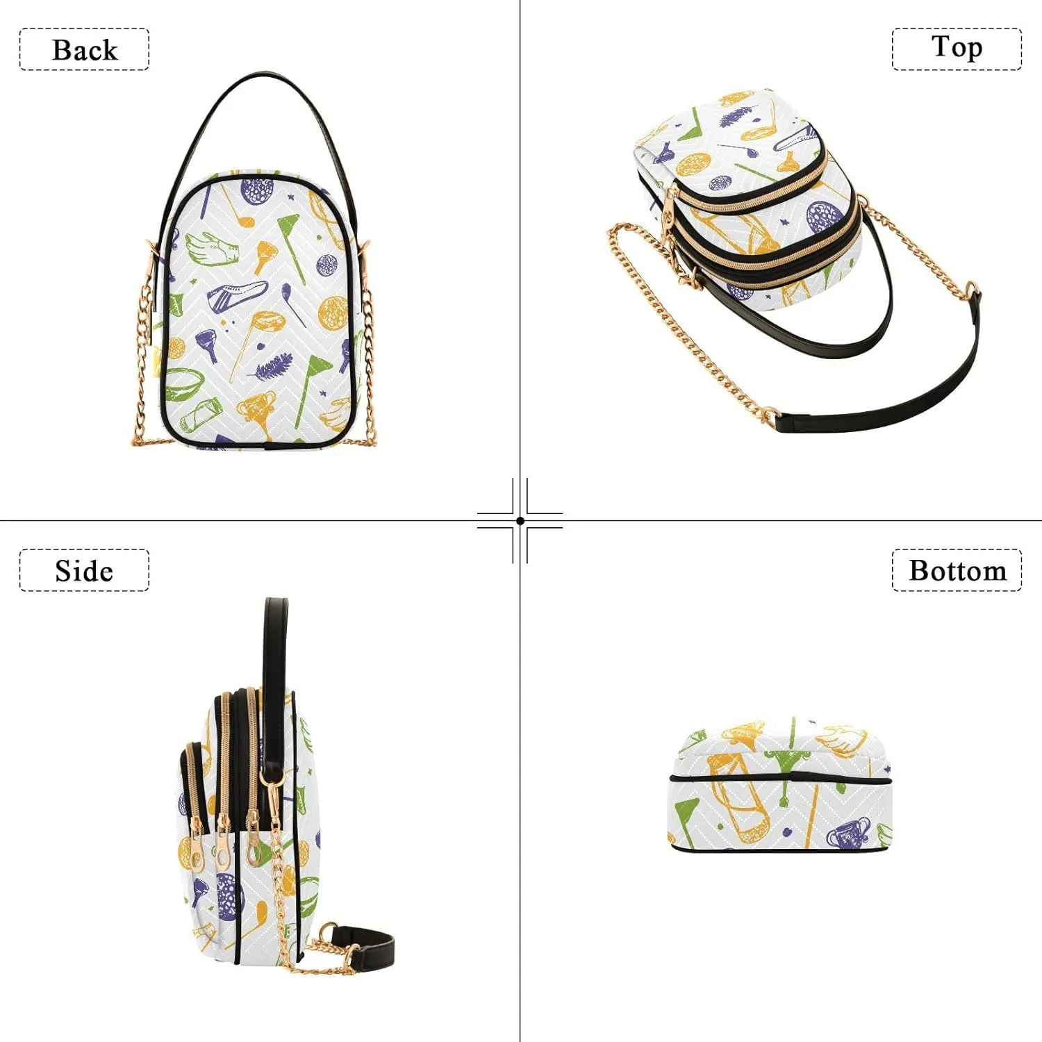 MCHIVER Golf Crossbody Bag for Women Cell Phone Purse Wallet with Removable Chain Shoulder Handbag