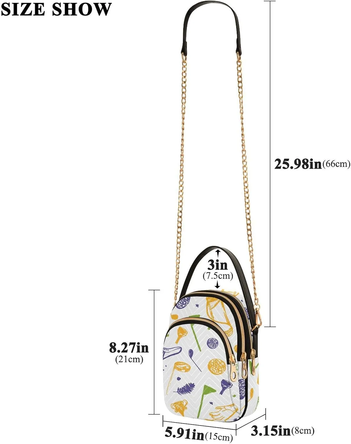 MCHIVER Golf Crossbody Bag for Women Cell Phone Purse Wallet with Removable Chain Shoulder Handbag