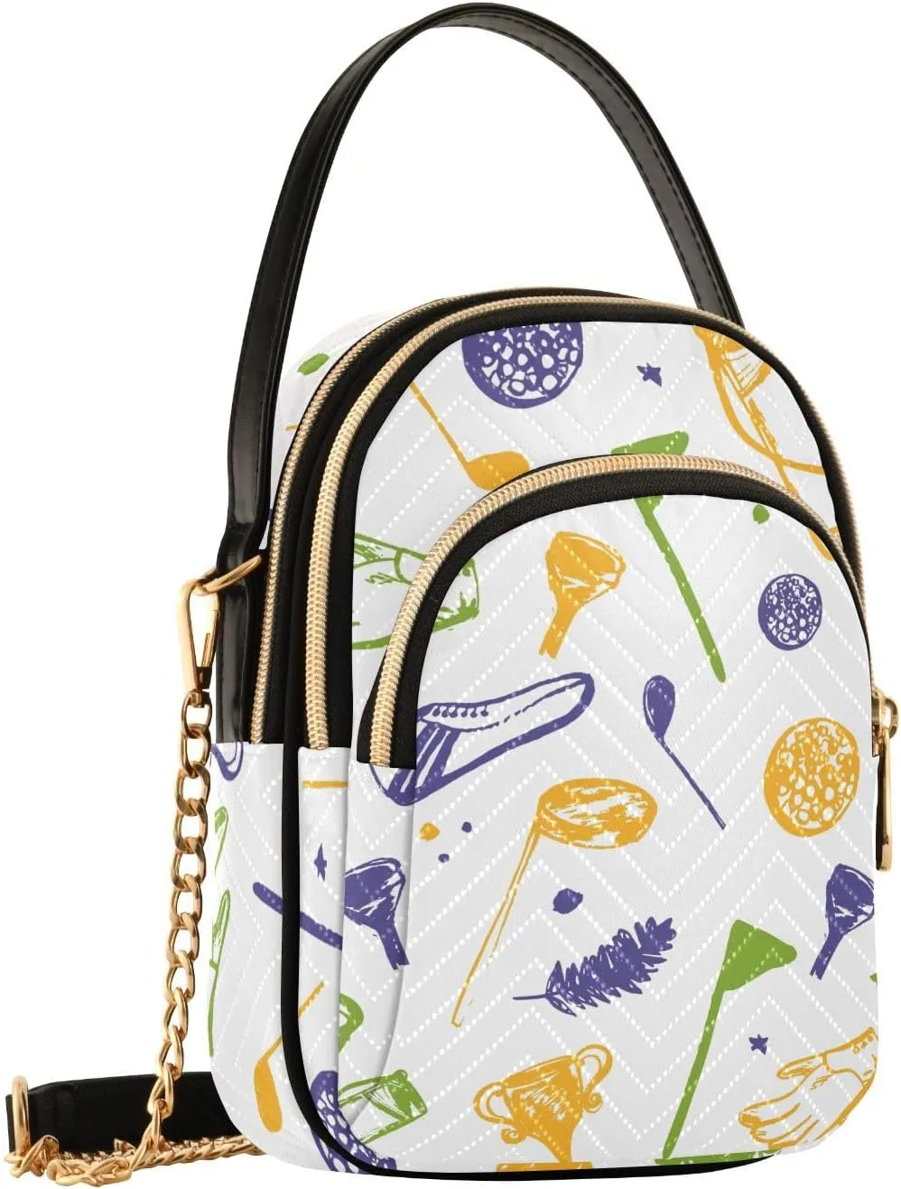 MCHIVER Golf Crossbody Bag for Women Cell Phone Purse Wallet with Removable Chain Shoulder Handbag