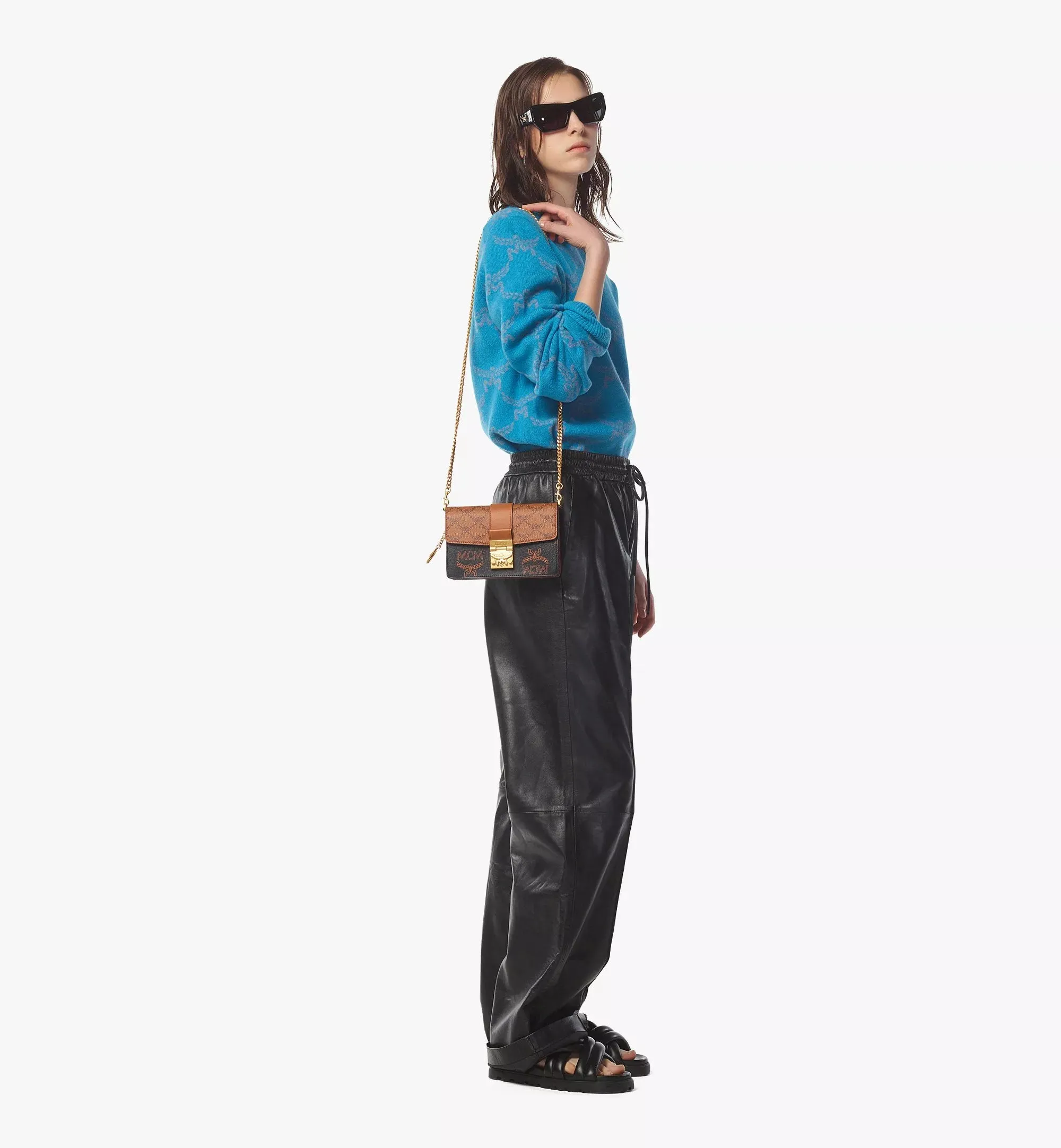 MCM Tracy Ladies Crossbody in Monogram Mix