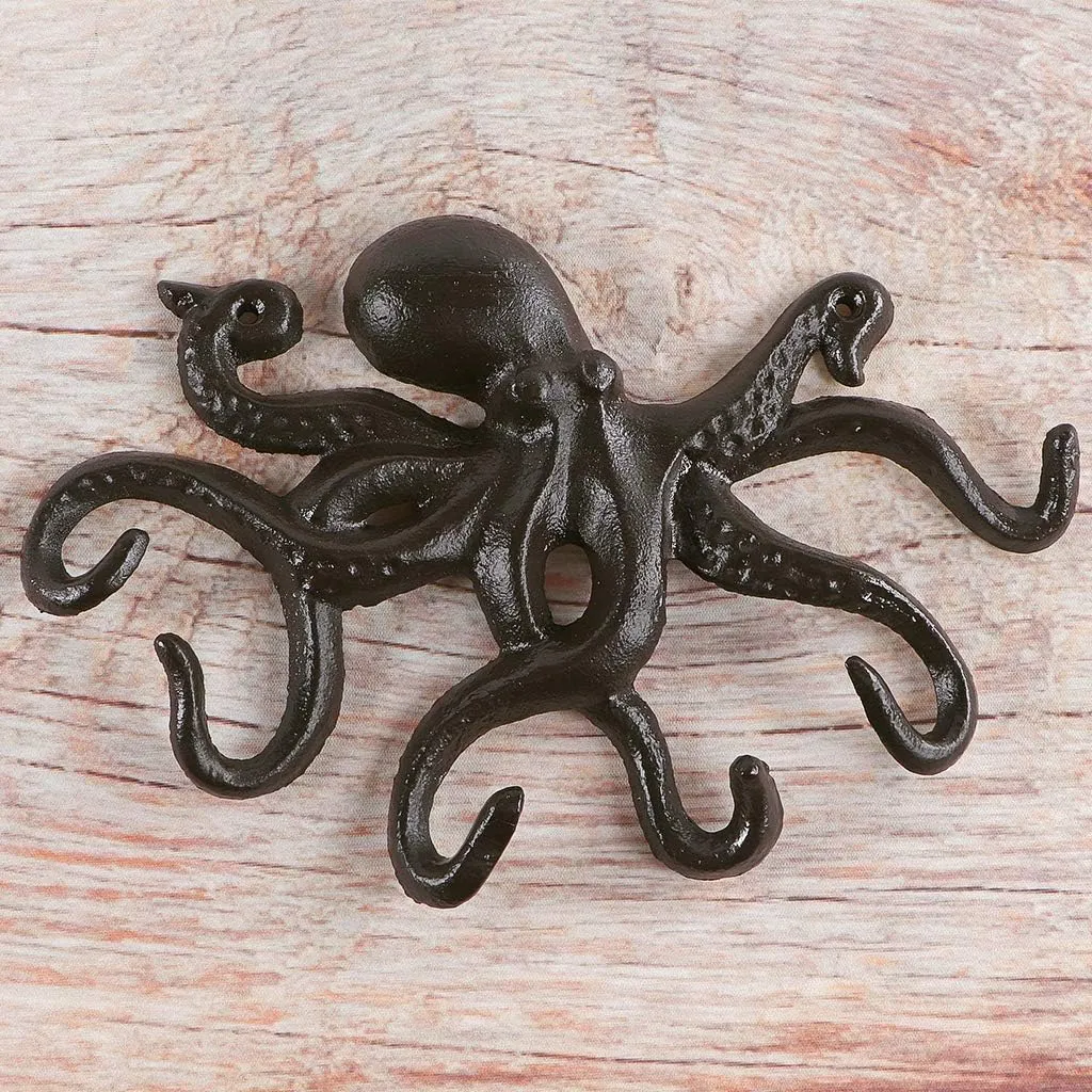 MDLUU Octopus Hook - Nautical Wall Key Holder, Antique Cast Iron Hook for Coat, Hand Towel, Bathrobe, Jacket