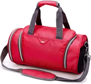 Men's and women's professional waterproof large sports with pockets outdoor fitness training bag travel yoga handbag (Red)