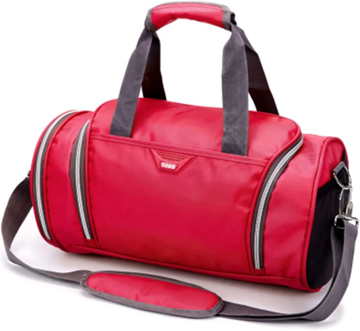 Men's and women's professional waterproof large sports with pockets outdoor fitness training bag travel yoga handbag (Red)