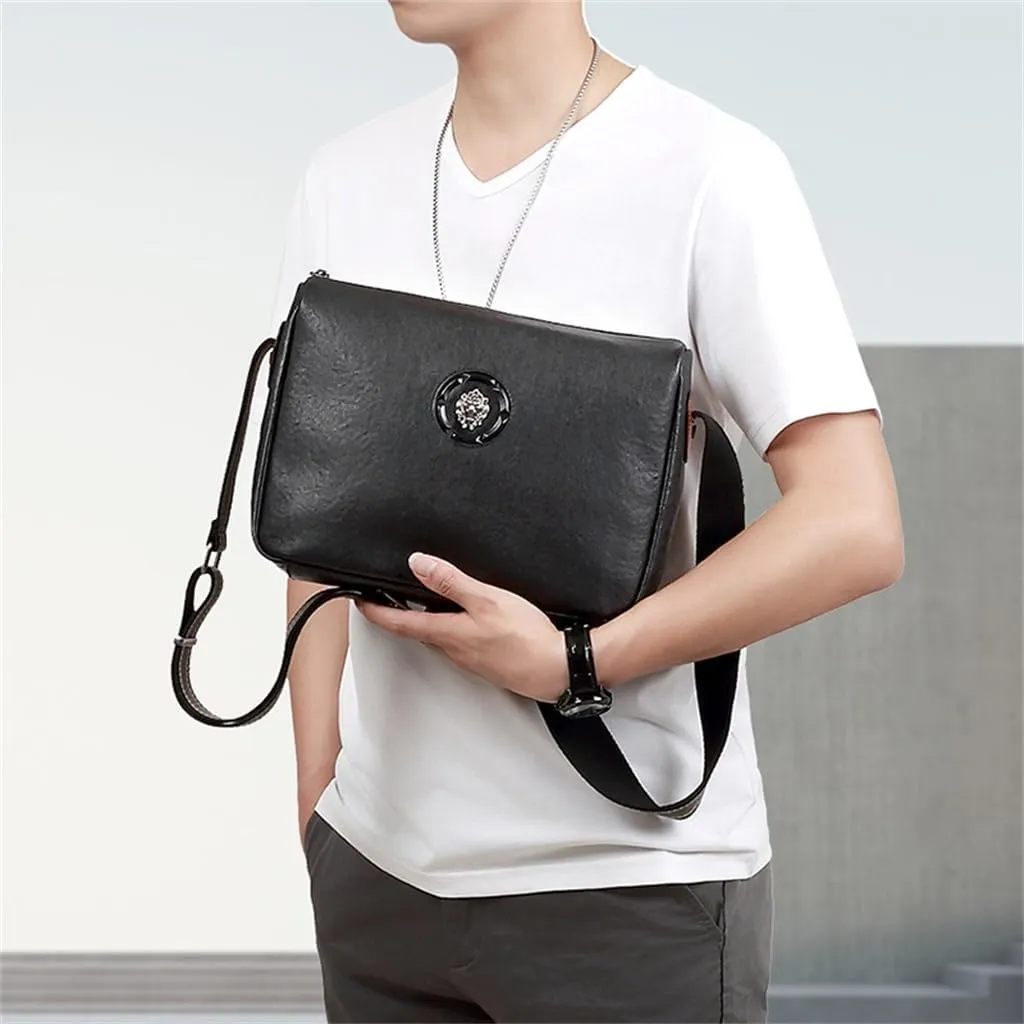 Men's Leather Casual Multifunctional Casual Crossbody Layer Cowhide Large Capacity Men's Bag