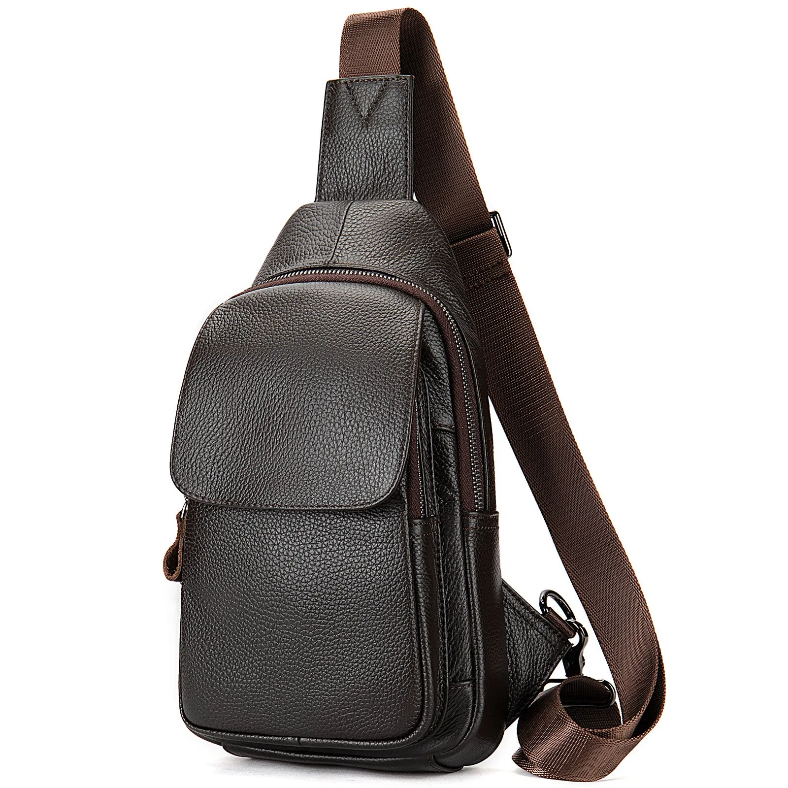 Men's Leather Cross Body First Layer Cowhide Men's Chest Bags