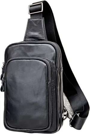 Men's Top Layer Chest Bag Men's Crossbody Cowhide Small Chest Bag