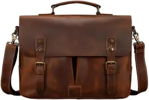 Men's Vintage Briefcase Cowhide Shoulder Bag Laptop Bag Office Workplace