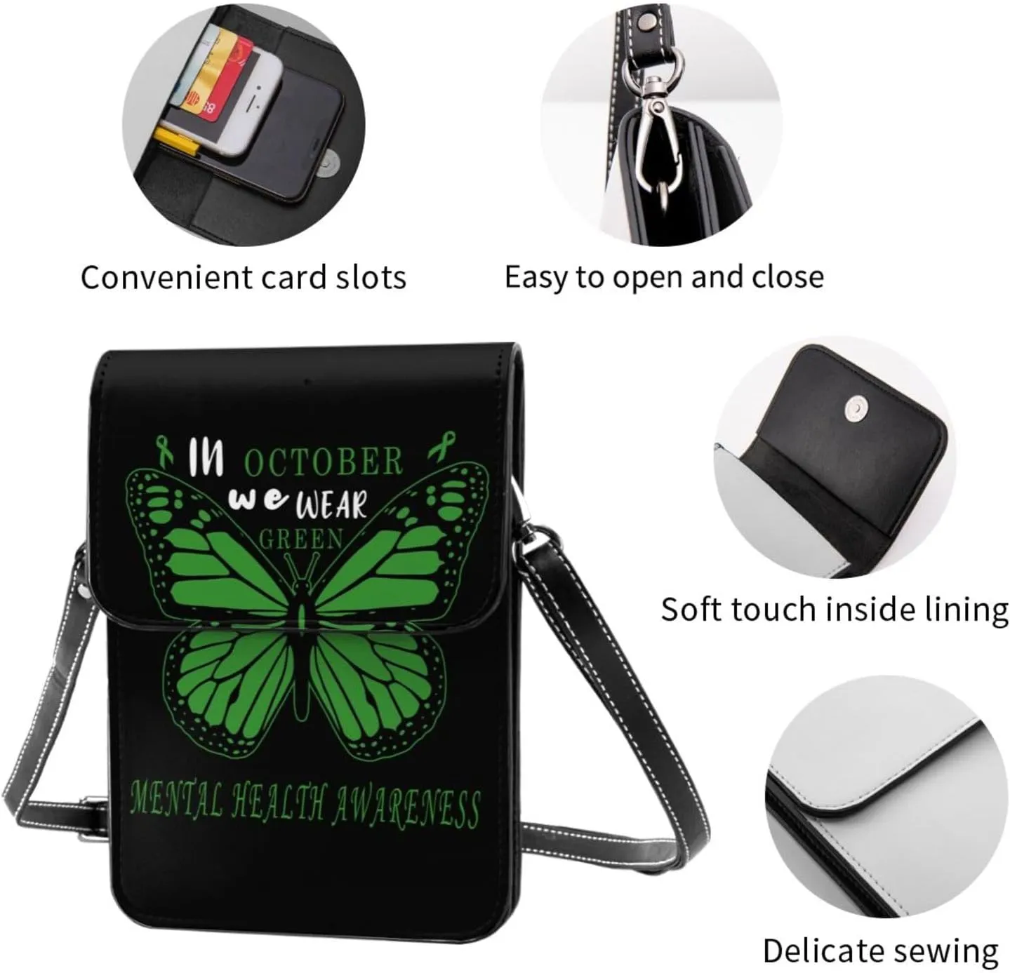 Mental Health Awareness Tree Small Crossbody Purse Cell Phone Bag for Women