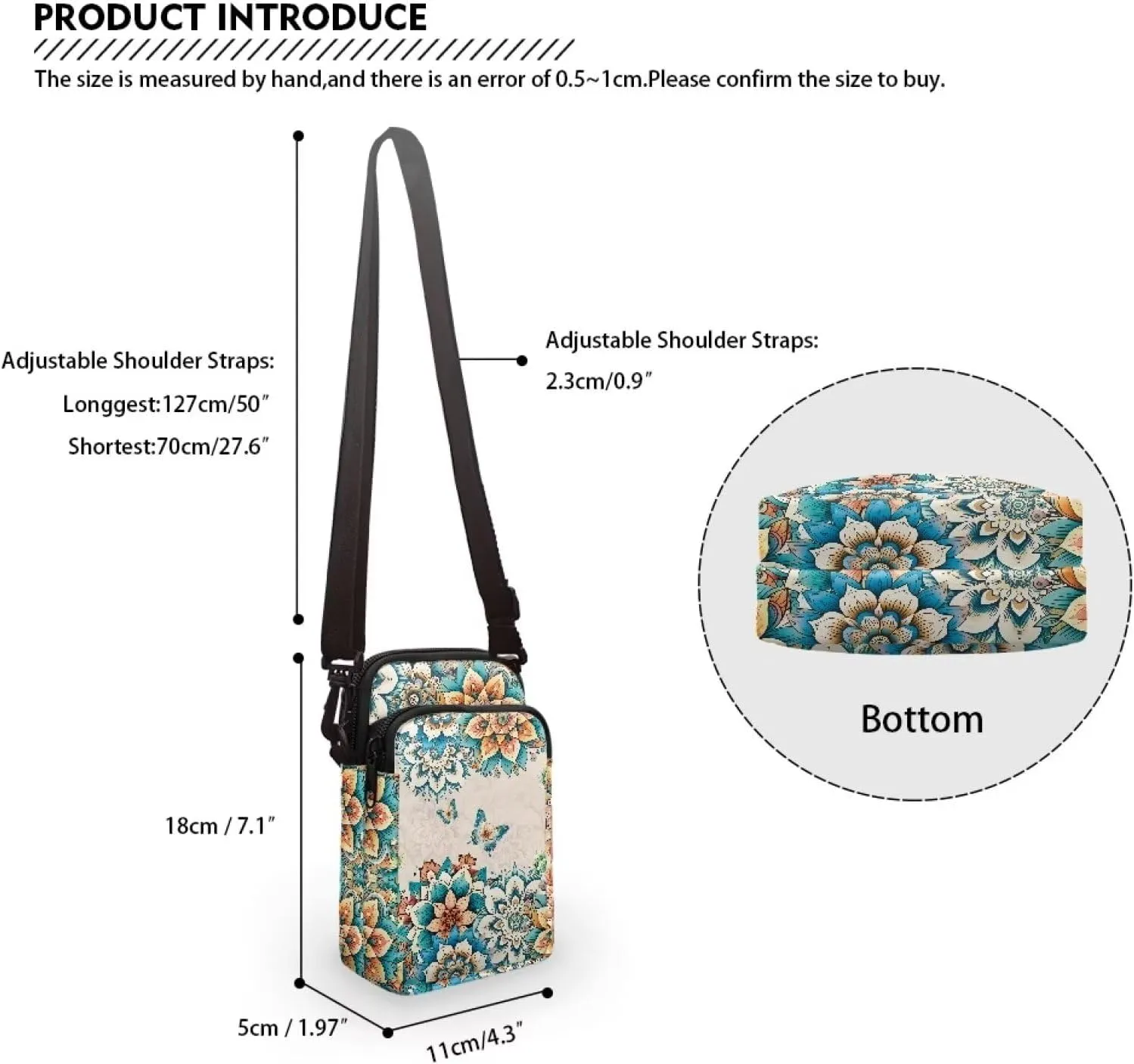 Messenger Bags for Women Portable Crossbody Purses with Double Pockets Cute Phone Purse