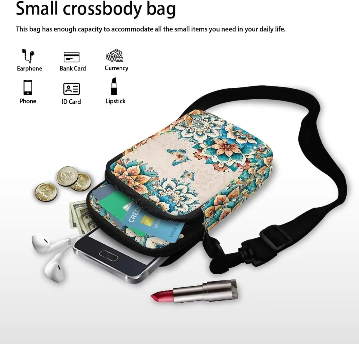 Messenger Bags for Women Portable Crossbody Purses with Double Pockets Cute Phone Purse