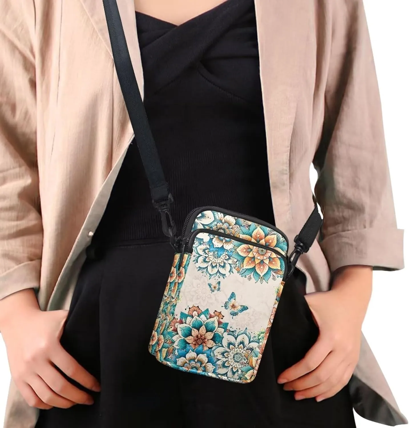 Messenger Bags for Women Portable Crossbody Purses with Double Pockets Cute Phone Purse