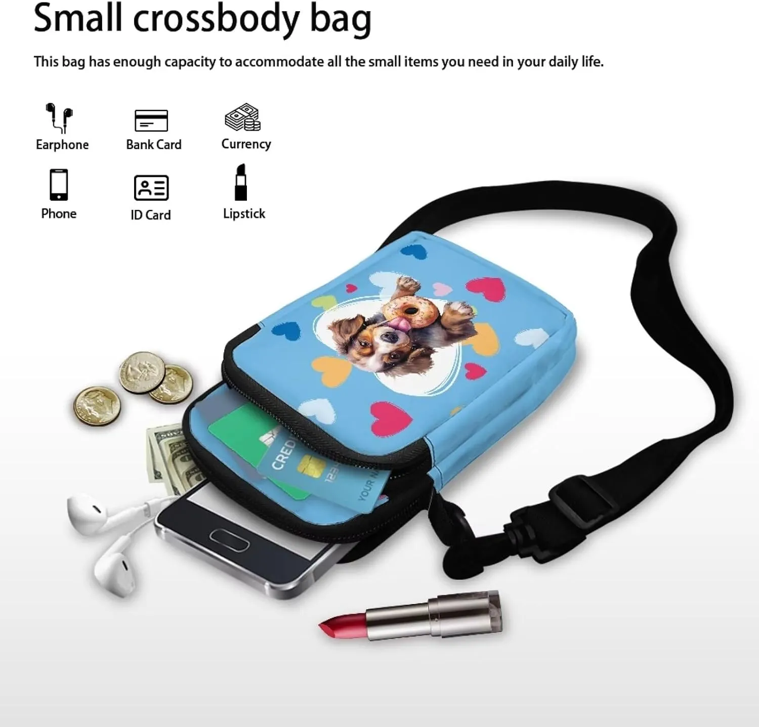 Messenger Bags for Women Portable Crossbody Purses with Double Pockets Cute Phone Purse